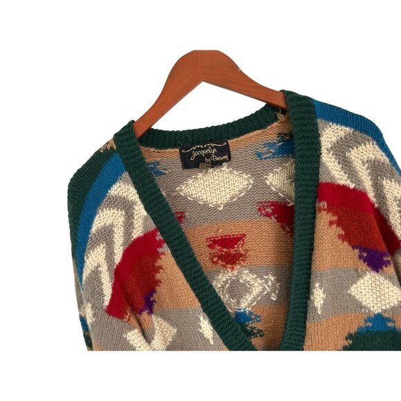 Jacquelyn By Browne Womens Aztec Pattern Wool Cardigan Sweater With Pockets & Bu - Picture 2 of 10